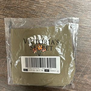 PINK Victoria’s Secret Panty size medium olive green with orange flowers NWT
